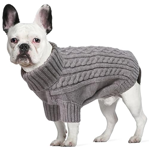 LiebeDD Hundepullover Mittelgroße Grosse Hunde Pullover Winter Warm Hundepulli Weihnachtspullover Hund Fleece Hundepullover Französische Bulldogge Kleidung Grau L von LiebeDD