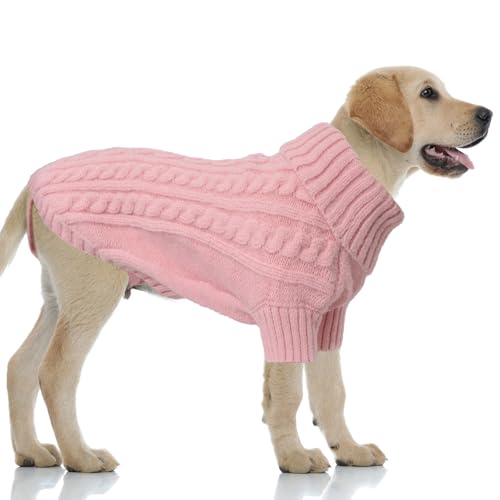 LiebeDD Hundepullover Grosse Hunde Pullover Winter Warm Hundepulli Weihnachtspullover Hund Fleece Hundepullover Französische Bulldogge Kleidung Rosa XL von LiebeDD