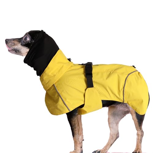 LiebeDD Hunderegenmantel Wasserdicht Regenjacke Hund mit Geschirrloch, Reflektierende Regencape Hund Verstellbarer Hunde Regenmantel für Mittelgross und Kleine Hunde wie Dackel (Gelb M 25cm) von LiebeDD
