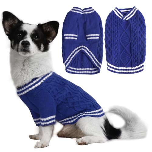 LiebeDD Hundepullover - Warm Dackel Pullover Hund mit Beinen, Elegant College Hundepulli V-Ausschnitt Hunde Pullis Strick Hundepullover für Kleine Mittelgroße Grosse Hunde Dog Sweater (Blau S) LiebeDD Hundepullover - Warm Dackel Pullover Hund mit Beinen, Elegant College Hundepulli V-Ausschnitt Hunde Pullis Strick Hundepullover für Kleine Mittelgroße Grosse Hunde Dog Sweater (Blau S) von LiebeDD