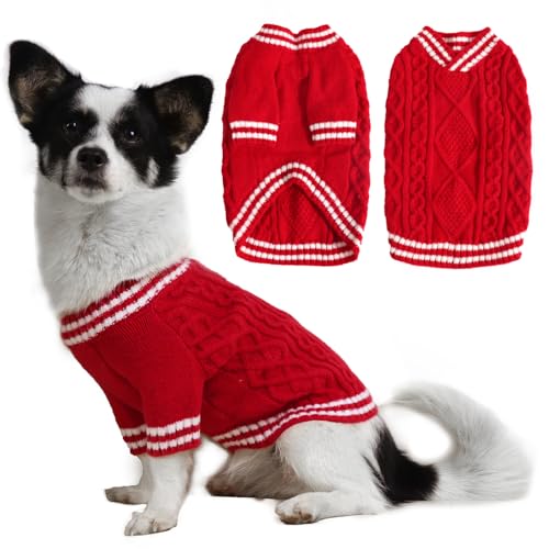 LiebeDD Hundepullover - Warm Dackel Pullover Hund mit Beinen, Elegant College Hundepulli V-Ausschnitt Hunde Pullis Strick Hundepullover für Kleine Mittelgroße Grosse Hunde Dog Sweater (Rot S) LiebeDD Hundepullover - Warm Dackel Pullover Hund mit Beinen, Elegant College Hundepulli V-Ausschnitt Hunde Pullis Strick Hundepullover für Kleine Mittelgroße Grosse Hunde Dog Sweater (Rot S) von LiebeDD