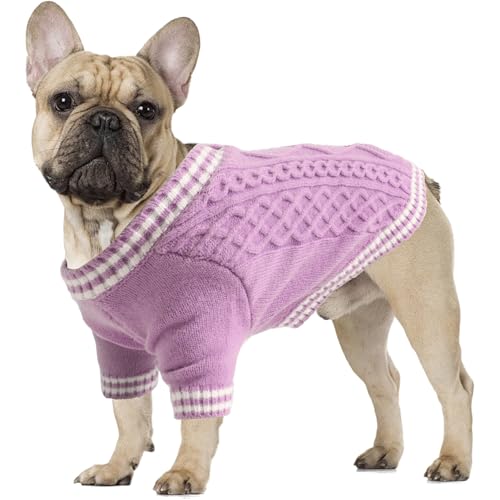 LiebeDD Hundepullover Grosse Hunde, Warm Strickmantel Hundepulli V-Ausschnitt Hunde Pullis Strick Hund Pullover für Französische Bulldogge, Labrador, Deutscher Schäferhund, Dog Sweater (Lila XL) LiebeDD Hundepullover Grosse Hunde, Warm Strickmantel Hundepulli V-Ausschnitt Hunde Pullis Strick Hund Pullover für Französische Bulldogge, Labrador, Deutscher Schäferhund, Dog Sweater (Lila XL) von LiebeDD