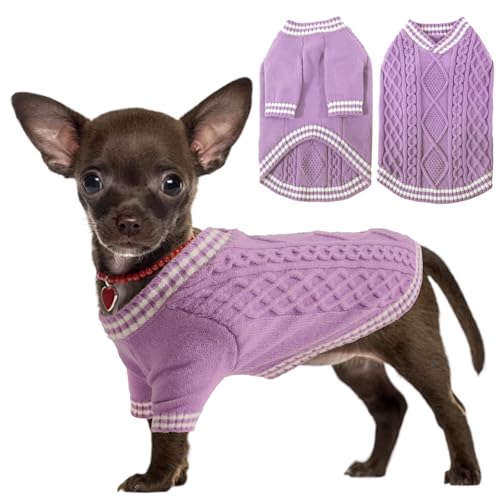 LiebeDD Hundepullover - Warm Chihuahua Pullover Hund mit Beinen, Elegant College Hundepulli V-Ausschnitt Hunde Pullis Strick Hundepullover für Kleine Mittelgroße Grosse Hunde Dog Sweater (Lila XS) LiebeDD Hundepullover - Warm Chihuahua Pullover Hund mit Beinen, Elegant College Hundepulli V-Ausschnitt Hunde Pullis Strick Hundepullover für Kleine Mittelgroße Grosse Hunde Dog Sweater (Lila XS) von LiebeDD