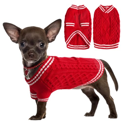 LiebeDD Hundepullover - Warm Chihuahua Pullover Hund mit Beinen, Elegant College Hundepulli V-Ausschnitt Hunde Pullis Strick Hundepullover für Kleine Mittelgroße Grosse Hunde Dog Sweater (Rot XS) LiebeDD Hundepullover - Warm Chihuahua Pullover Hund mit Beinen, Elegant College Hundepulli V-Ausschnitt Hunde Pullis Strick Hundepullover für Kleine Mittelgroße Grosse Hunde Dog Sweater (Rot XS) von LiebeDD