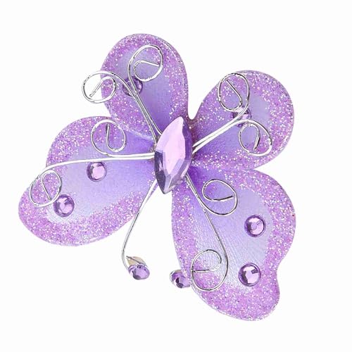 LiebeWH 24 Stücke Schiere Mesh Draht Glitzer Mesh Schmetterling, Schmetterling Hochzeitsfeier Kleidungsdekoration DIY Liefert Weiß weiß (Purple) von LiebeWH