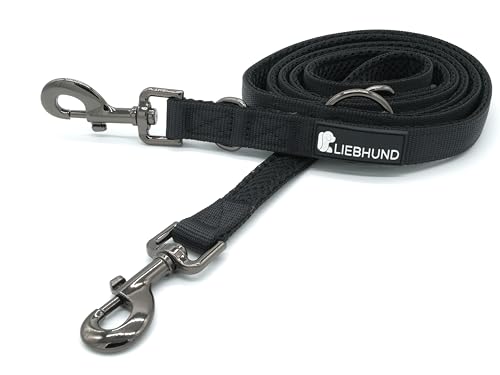 LIEBHUND ComfortLine Medium großer Karabiner Mesh Gewebe 2x200cm Hundeleine verstellbar für mittelgroße - Premium Leine Führleine 2m von Liebhund