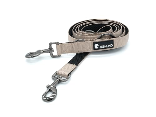 LIEBHUND ComfortLine mit Mesh Gewebe 2m, 2,5cm Hundeleine verstellbar in beige für mittelgroße bis große Hunde - Premium Leine Führleine LIEBHUND ComfortLine mit Mesh Gewebe 2m, 2,5cm Hundeleine verstellbar in beige für mittelgroße bis große Hunde - Premium Leine Führleine von Liebhund