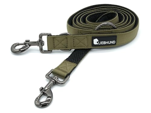 LIEBHUND ComfortLine mit Mesh Gewebe 2m, 2,5cm Hundeleine verstellbar in olivgrün für mittelgroße bis große Hunde - Premium Leine Führleine LIEBHUND ComfortLine mit Mesh Gewebe 2m, 2,5cm Hundeleine verstellbar in olivgrün für mittelgroße bis große Hunde - Premium Leine Führleine von Liebhund