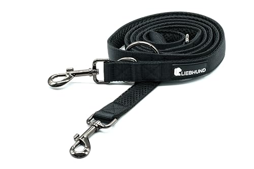 LIEBHUND ComfortLine mit Mesh Gewebe 2m, 2,5cm Hundeleine verstellbar in schwarz für mittelgroße bis große Hunde - Premium Leine Führleine LIEBHUND ComfortLine mit Mesh Gewebe 2m, 2,5cm Hundeleine verstellbar in schwarz für mittelgroße bis große Hunde - Premium Leine Führleine von Liebhund