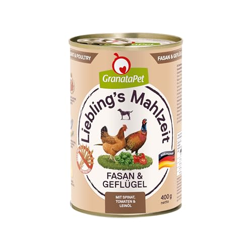 GranataPet Liebling's Mahlzeit Fasan & Geflügel, 6 x 400 g, Nassfutter für Hunde, Hundefutter ohne Getreide & ohne Zuckerzusätze, Alleinfuttermittel mit hohem Fleischanteil & hochwertigen Ölen von GranataPet