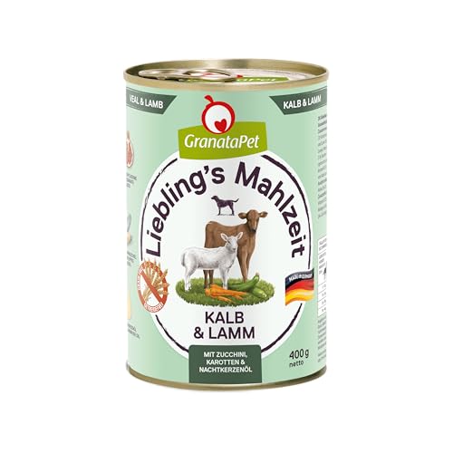 GranataPet Liebling's Mahlzeit Kalb & Lamm, 6 x 400 g, Nassfutter für Hunde, Hundefutter ohne Getreide & ohne Zuckerzusätze, Alleinfuttermittel mit hohem Fleischanteil & hochwertigen Ölen von GranataPet