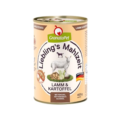 GranataPet Liebling's Mahlzeit Lamm & Kartoffel, 6 x 400 g, Nassfutter für Hunde, Hundefutter ohne Getreide & ohne Zuckerzusätze, Alleinfuttermittel mit hohem Fleischanteil & hochwertigen Ölen von GranataPet