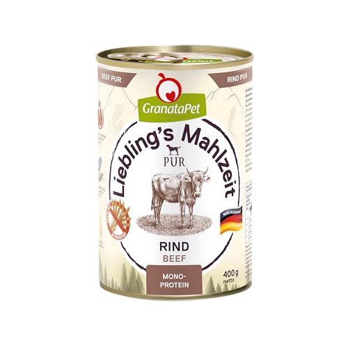 GranataPet Liebling's Mahlzeit Rind PUR, 6 x 400 g, Nassfutter für Hunde, Hundefutter ohne Getreide & Zuckerzusätze, Alleinfuttermittel mit hohem Fleischanteil & hochwertigen Ölen von GranataPet