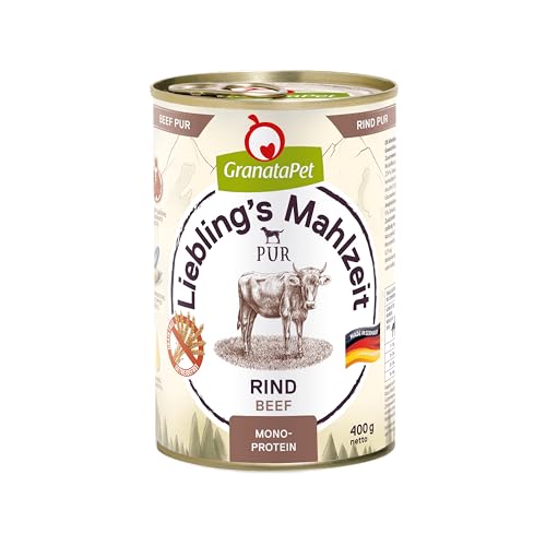 GranataPet Liebling's Mahlzeit Rind PUR, Nassfutter für Hunde, Hundefutter ohne Getreide & Zuckerzusätze, Alleinfuttermittel mit hohem Fleischanteil & hochwertigen Ölen, 6 x 400 g von GranataPet