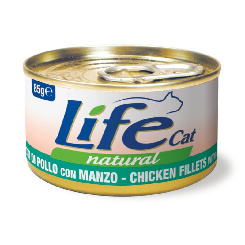 Sparpaket Life Cat Natural Adult 12 x 85 g - Huhn mit Rindfleisch Sparpaket Life Cat Natural Adult 12 x 85 g - Huhn mit Rindfleisch von Life Cat Natural