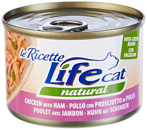 Life Cat 102391 Dose Die Rezepte mit Huhn, Schinken und Bohne, grün, 150 g von Life Cat