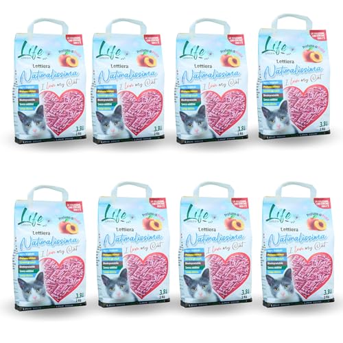 LifeGreen Naturalissima Katzenstreu für Katzen, 16 kg, Pfirsichfaser, mit Erbsenfaser und Maisstärke, pflanzlich, biologisch abbaubar, klumpend, geruchshemmend von LifeGreen