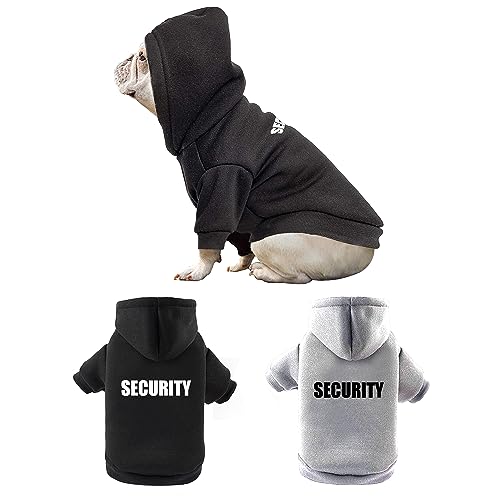 2 Pack Dog Hoodie Security Dog Sweater Pet Fleece Sweatshirt with Hat Dog Cold Weather Coats Winter Warm Cotton Puppy Hoodie Dog Clothes for Small Medium Large Dogs Cats Boy Girl Black Grey L von LifeWheel