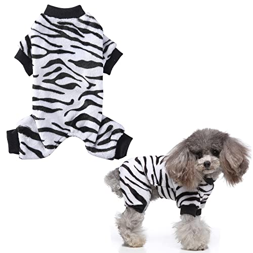 Entzückende Zebra-Haustier-Hundekleidung, Hundemantel, Kaltwettermantel, bequemer Samt, Winter, warmer Hunde-Pyjama, Mantel, Overall, Pullover, Kostüm, Bekleidung, 4 Beine, Grau, klein von LifeWheel