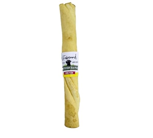 Gedrehter Kauknochen für Hunde – Natürlicher Kausnack zur Zahnpflege – Beschäftigung & Genuss – Für kleine bis große Hunde – Langanhaltend & fettarm (kurz/12,7cm, Käse) von Lifebound