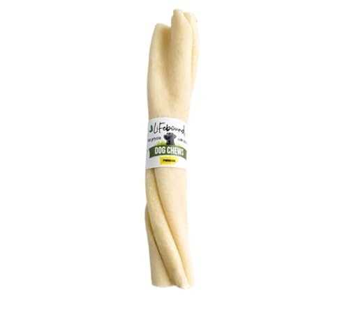 Gedrehter Kauknochen für Hunde – Natürlicher Kausnack zur Zahnpflege – Beschäftigung & Genuss – Für kleine bis große Hunde – Langanhaltend & fettarm (kurz/12,7cm, Natur) von Lifebound