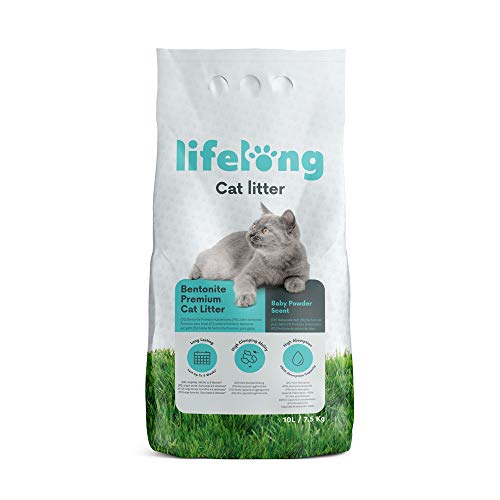 Amazon-Marke: Lifelong Bentonite klumpendes Baby Puder Duft Katzenstreu, 10L, 1er-Pack von Lifelong