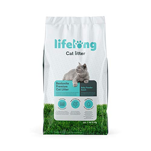 Amazon-Marke: Lifelong Bentonite klumpendes Baby Puder Duft Katzenstreu, 25L, 1er-Pack von Lifelong