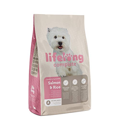 Amazon-Marke: Lifelong - Hundefutter für ausgewachsene Hunde (Adult) kleiner Rassen, Fein zubereitetes Trockenfutter mit Lachs und Reis, 3 kg (1er-Pack) von Lifelong
