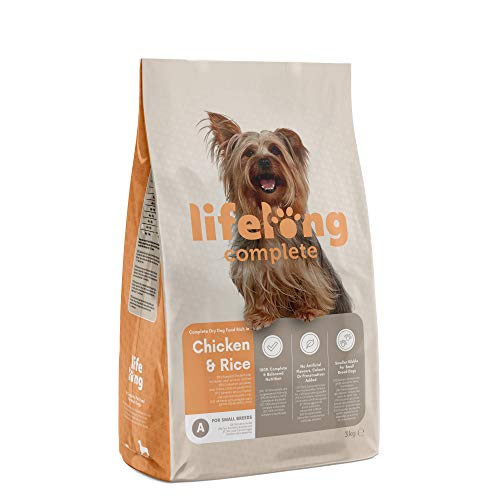 Amazon-Marke: Lifelong - Hundefutter für ausgewachsene Hunde (Adult) kleiner Rassen, Fein zubereitetes Trockenfutter reich an Huhn und Reis, 3 kg (1er-Pack) von Lifelong