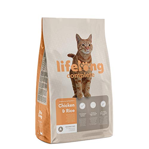Amazon-Marke: Lifelong - Complete Komplett Trockenfutter für ausgewachsene Katzen, Huhn und Reis, 10kg, 1er-Pack von Lifelong