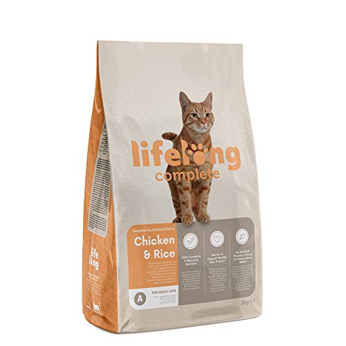 Amazon-Marke: Lifelong - Complete Komplett Trockenfutter für ausgewachsene Katzen, Huhn und Reis, 3kg, 1er-Pack von Lifelong