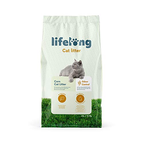 Amazon-Marke: Lifelong Klumpende Mais Katzenstreu, Unparfümiert, 25L (1er-Pack) von Lifelong