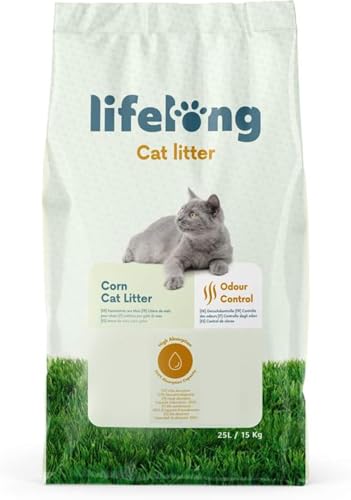 Amazon-Marke: Lifelong Klumpende Mais Katzenstreu, Unparfümiert, 25L (1er-Pack) von Lifelong