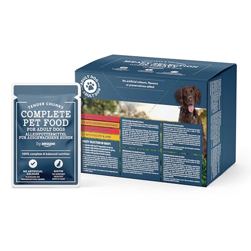 by Amazon Lifelong Alleinfuttermittel für ausgewachsene Hunde- Fleischauswahl in Sauce, 1.2 kg (12 Packungen mit 100g) von by Amazon