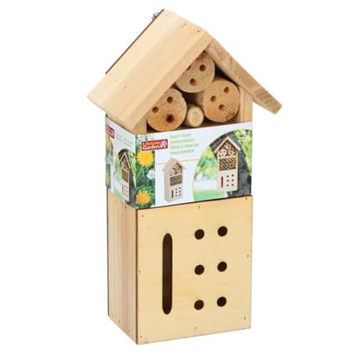 Insektenhaus aus Holz, Insektenhaus, Käfer, Hotel, Naturholz, Unterschlupf, Garten, Nistkasten zum Anlocken von Bienen, Schmetterling, Insekten, Marienkäfer, Gartenwesen, Nisthaus, 25,5 cm Insektenhaus aus Holz, Insektenhaus, Käfer, Hotel, Naturholz, Unterschlupf, Garten, Nistkasten zum Anlocken von Bienen, Schmetterling, Insekten, Marienkäfer, Gartenwesen, Nisthaus, 25,5 cm von Lifetime Garden
