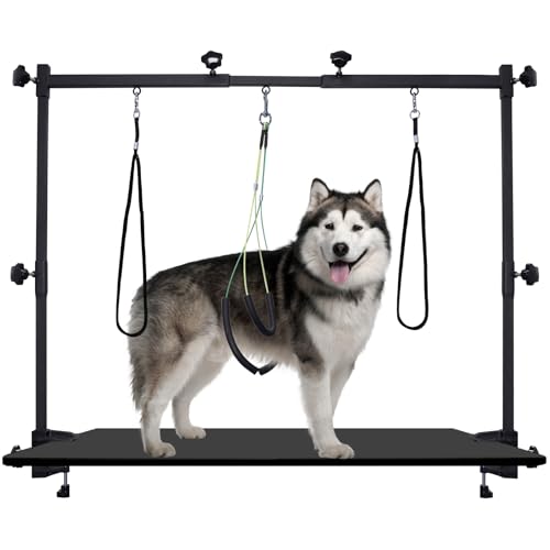 LIGEFOY Fellpflege-Arm für Hunde mit Halteschlaufen, verstellbare Höhe (0 cm ~ 88,9 cm), verstellbare Breite (81,3 cm ~ 119,4 cm), für große und mittelgroße und kleine Haustiere, zum Baden und Pflegen von Ligefoy