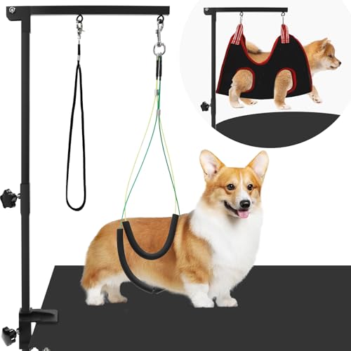 LIGEFOY Fellpflege-Arm für Hunde mit Halteschlaufen, verstellbare Höhe (46 cm ~ 78 cm), für mittelgroße und kleine Haustiere zum Baden und Pflegen von Ligefoy