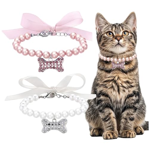2pcs Hund Perlen Halskette Kragen, ausgefallene Hundekettekragen mit Strassknochen, Bling -Katzenschmuck Dekor für Puppenkätzchen -Party Hochzeits Geburtstag, Perle 2pcs Hund Perlen Halskette Kragen, ausgefallene Hundekettekragen mit Strassknochen, Bling -Katzenschmuck Dekor für Puppenkätzchen -Party Hochzeits Geburtstag, Perle von Ligeinsrk