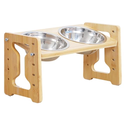 Erhöhte Hundeschalen, verstellbare hölzerne Hundeschüssel mit 2 Edelstahlschalen für Haustiere Hunde Katzen Katzen Erhöhte Hundeschalen, verstellbare hölzerne Hundeschüssel mit 2 Edelstahlschalen für Haustiere Hunde Katzen Katzen von Ligeinsrk