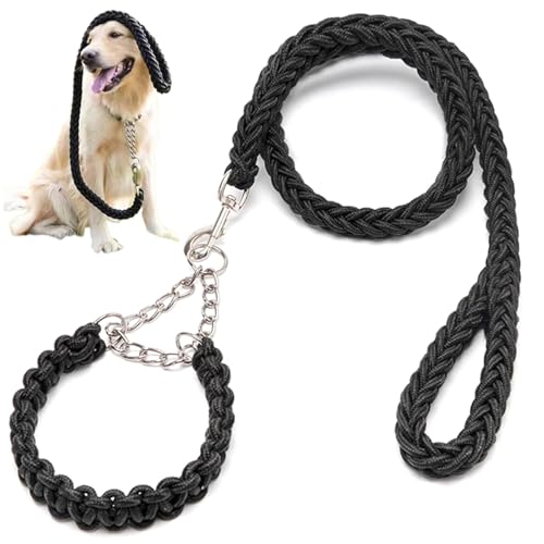 Leine für große Hunde, die 51in geflochtene Nylonhundleine mit Metallclip und Loop-Griff für Gehen im Freien, Schwarz, für 19-32, 5 kg, lang für Hunde, für große, die anziehen, passt Leine für große Hunde, die 51in geflochtene Nylonhundleine mit Metallclip und Loop-Griff für Gehen im Freien, Schwarz, für 19-32, 5 kg, lang für Hunde, für große, die anziehen, passt von Ligeinsrk