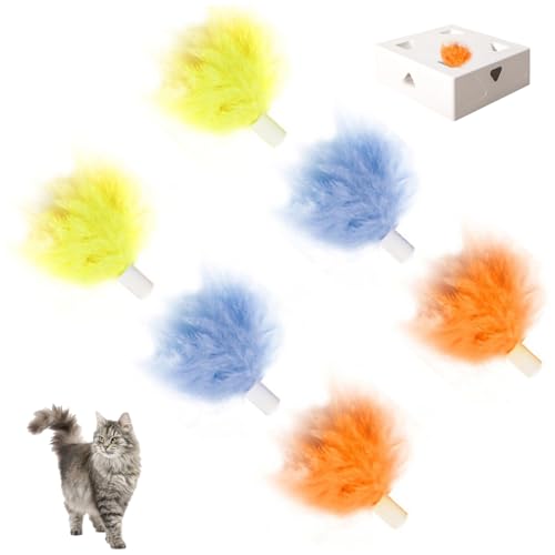 Ligeinsrk 6pcs Kätzchenspielzeug, Ersatzfedern Katzenspielzeug für intelligente interaktive Katze Buntes Hinterhalt lustiger Spielzeugkopf, Kätzchen von Ligeinsrk