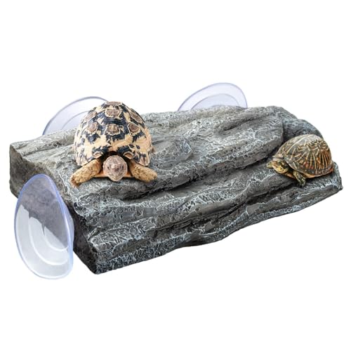 Ligeinsrk Acker nach Wasserschildkröten, 22 x 13 cm realistische Rindenschildkröte mit Saugnäpfen, Harz Rinde Turtle Dock Aquarium Accessoires für Frösche, Terrapins (Style 2) von Ligeinsrk