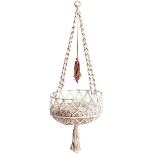 Ligeinsrk Cat Swing, 49 Zoll Hanges Katzenbett mit Baumwollmatte, Hängematte im Boho -Stil mit Quasten, räumlich gerettetes Hängemattenbett zum Schlafen, Spielen und Faulenzen, Hängen, Swing von Ligeinsrk