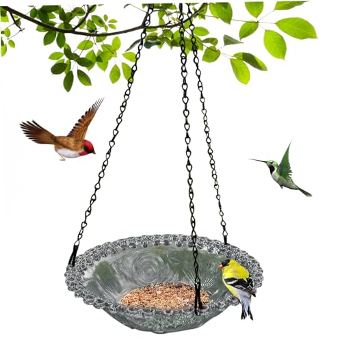 Ligeinsrk Hängende Vogelbad mit Kette 9, 25 Zoll Vogelbad Bowl für Außen 2 in 1 Multifunktional Wild Feeder für Balkon Garten Yard, Greybat, Greybat von Ligeinsrk