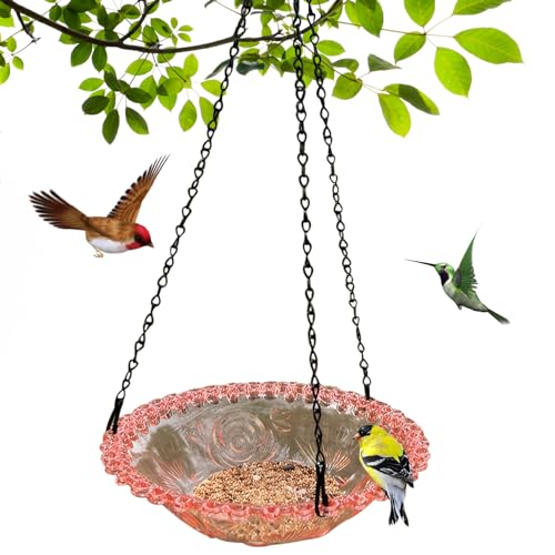 Ligeinsrk Hängende Vogelbad mit Kette 9, 25 Zoll Vogelbad Bowl für Außen 2 in 1 Multifunktional Wild Feeder für Balkon Garten Yard, rot von Ligeinsrk