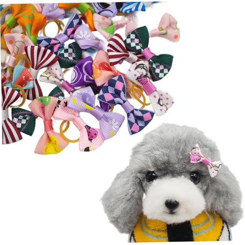 Ligeinsrk Hundehaarbögen, 50pcs 1, 5 Zoll niedliche Haarbögen mit Gummibändern für Katze, Welpen, Kätzchen, Kaninchenpflege (zufällige Farbe) von Ligeinsrk