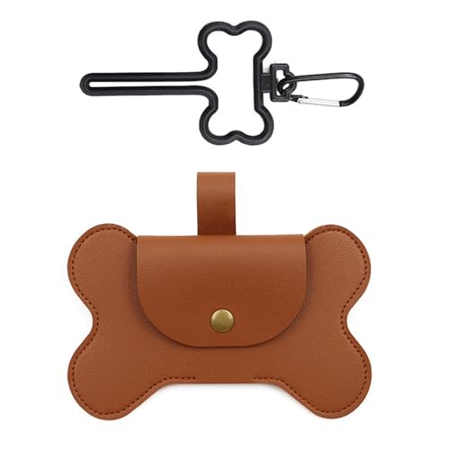 Ligeinsrk Hundekotbeutelspender, Lederkotbeutelhalter, Hundeabfallspender Brown, Kaninchenmüllträger für Gehen, Abfallbeutel, Halter von Ligeinsrk