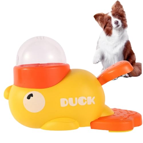 Ligeinsrk Hundespielspielzeug, Enten-förmiges interaktives Hundefutterspielzeug, leicht zu reinigender Haustier-Behandlungsspender mit 3 Getreideabdeckungen von Ligeinsrk