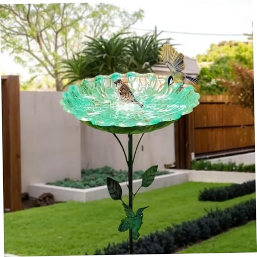 Ligeinsrk Vogelbad für außen, 32 x 10 Zoll Eisenvogelfleeder mit Pfahlständer, Vintage -Gartendekor für Außen, Vogelbad Ligeinsrk Vogelbad für außen, 32 x 10 Zoll Eisenvogelfleeder mit Pfahlständer, Vintage -Gartendekor für Außen, Vogelbad von Ligeinsrk