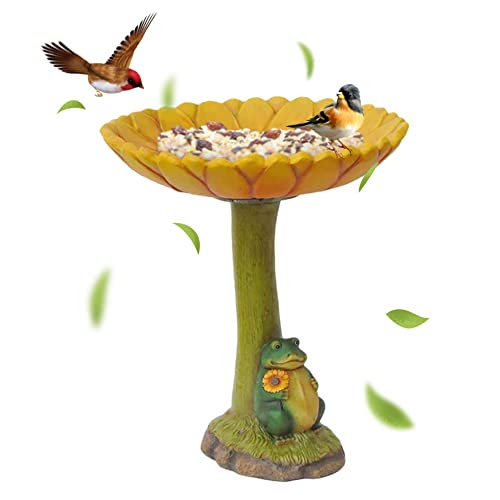 Vogelbadebefesserte stehende Harz Vogel Bad Schüssel Schale Sonnenblumengarten Stehende Feeder Garten Geschenk für Liebhaber 16.5 * 20 cmbat von Ligeinsrk